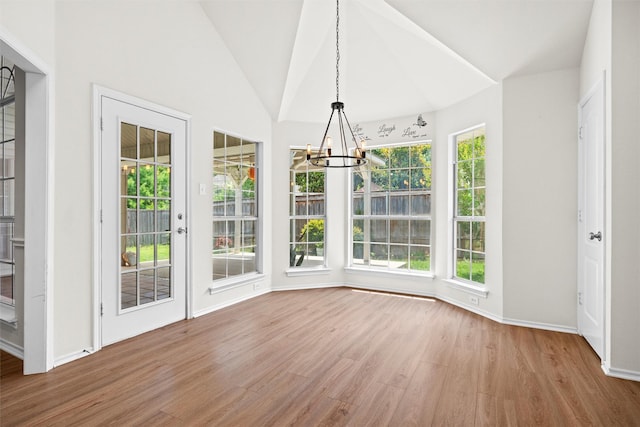 7816 Blossom Dr, Fort Worth, TX 76133 - unfurnished sunroom featuring a chandelier and vaulted ceiling