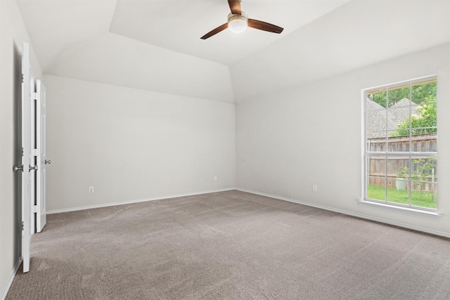 7816 Blossom Dr, Fort Worth, TX 76133 - unfurnished room featuring carpet floors, a ceiling fan, baseboards, and lofted ceiling