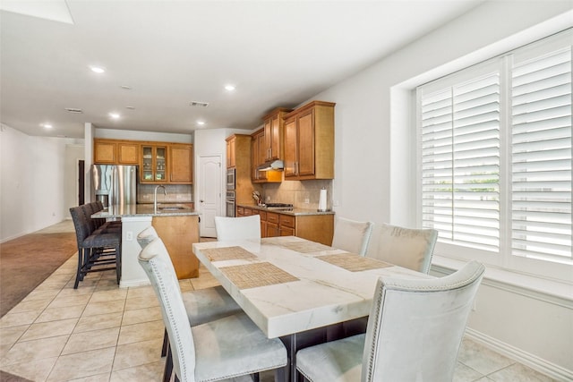 2612 Dancing Flame Dr, Denton, TX 76201 - dining room featuring light tile patterned flooring and recessed lighting