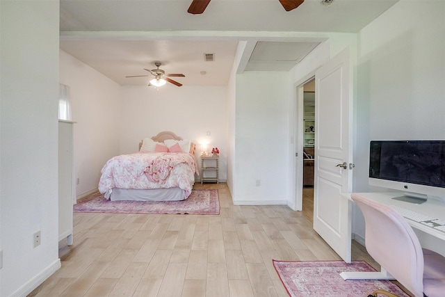 112 Tigers Eye Ct, Weatherford, TX 76087 - bedroom with light wood-type flooring, baseboards, and ceiling fan
