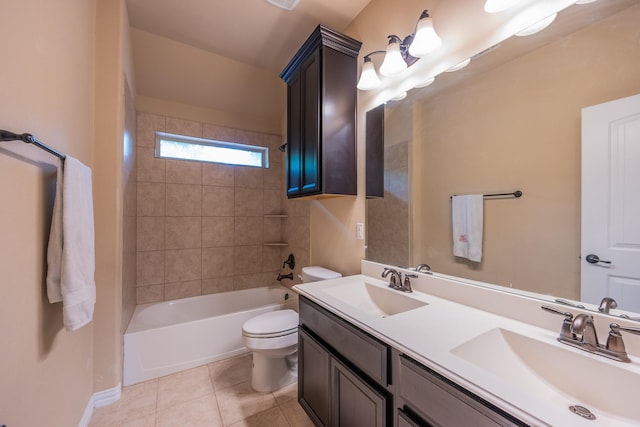 3548 Tuscan Hills Cir, Denton, TX 76210 - full bath with toilet, double vanity, tile patterned floors, shower / bathtub combination, and baseboards