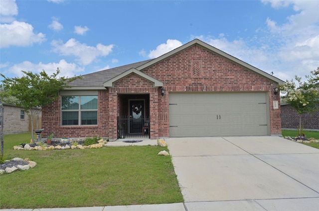 165 Cattlemans Creek Rd W, Newark, TX 76071 - ranch-style house with brick siding, driveway, a front lawn, and an attached garage