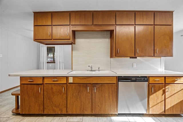 3212 Medina Ave, Fort Worth, TX 76133 - kitchen featuring stainless steel dishwasher, a sink, and light countertops