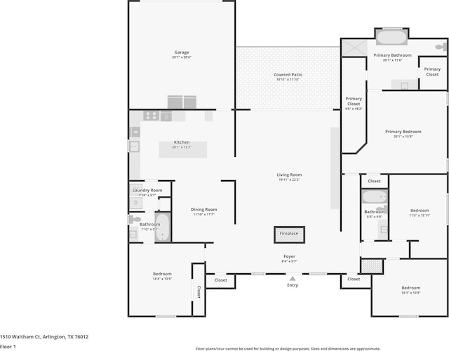 1510 Waltham Ct, Arlington, TX 76012 - room layout