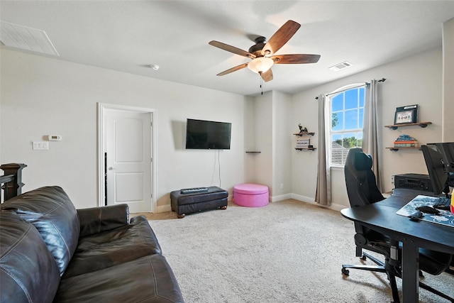 7514 Harbor Dr, Rowlett, TX 75088 - carpeted office space with ceiling fan and baseboards