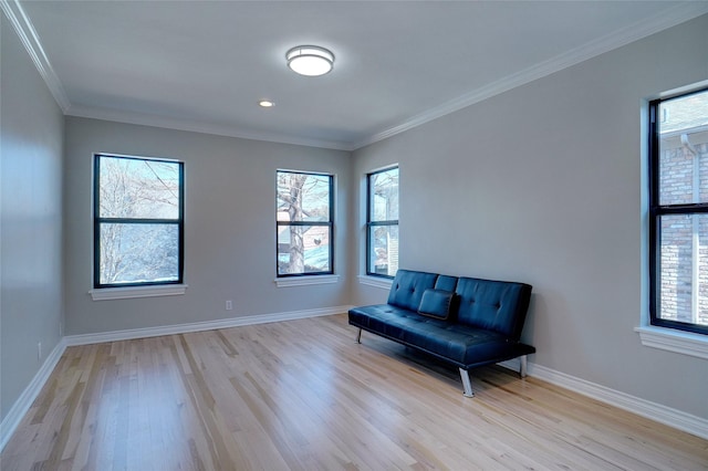 3710 Binkley Ave, University Park, TX 75205 - sitting room featuring light wood-type flooring, plenty of natural light, crown molding, and baseboards