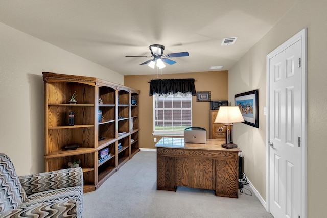5210 Medallion Ct, Midlothian, TX 76065 - office featuring ceiling fan, carpet, and baseboards