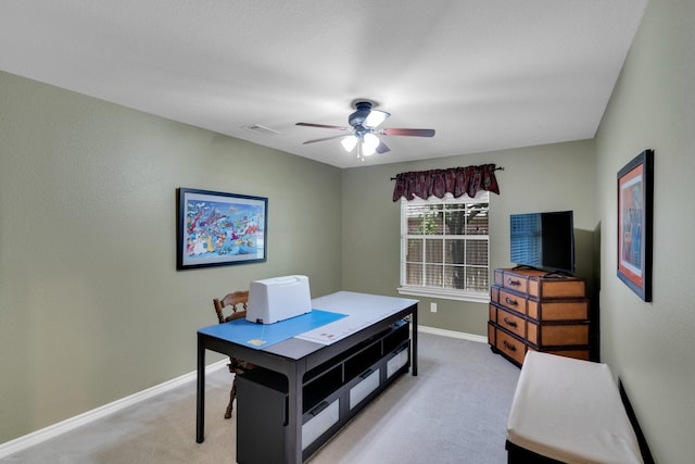 5210 Medallion Ct, Midlothian, TX 76065 - office space featuring light colored carpet, ceiling fan, and baseboards