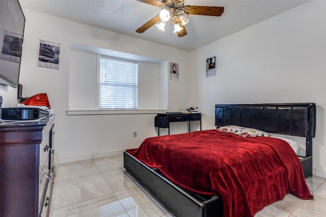 1321 Glyndon Dr, Plano, TX 75023 - bedroom featuring light tile patterned floors, baseboards, and ceiling fan