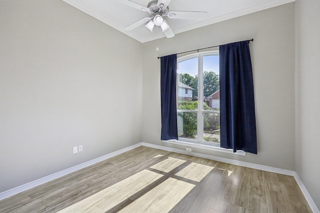 4616 Heatherbrook Ln, Grand Prairie, TX 75052 - spare room featuring wood finished floors, baseboards, a ceiling fan, and ornamental molding