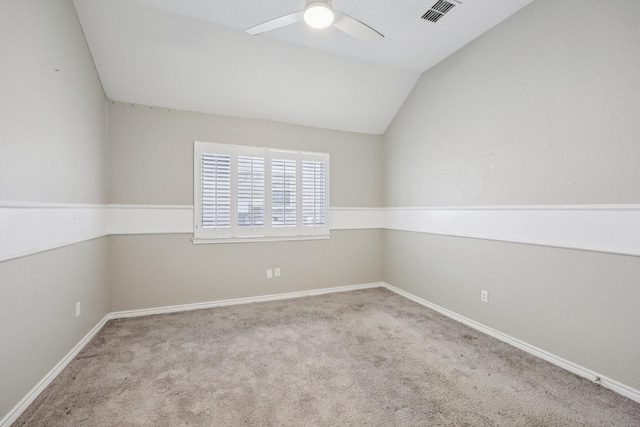 4616 Heatherbrook Ln, Grand Prairie, TX 75052 - empty room featuring ceiling fan, carpet, lofted ceiling, and baseboards