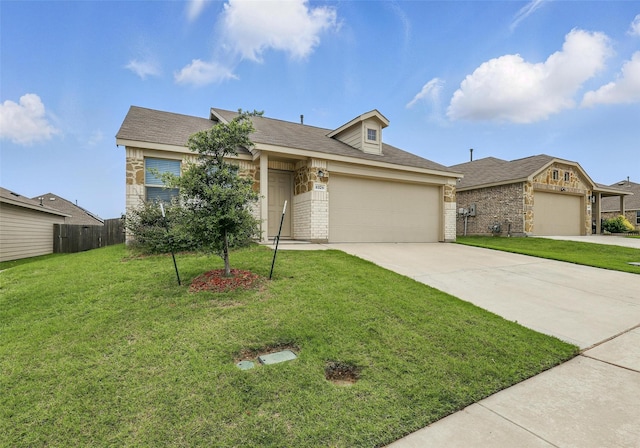 8329 Grand Oak Rd, Fort Worth, TX 76123 - view of front of house with an attached garage, driveway, brick siding, and a shingled roof