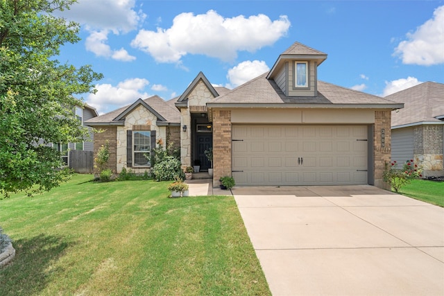 3009 Gilchrist Dr, Lorena, TX 76655 - view of front of house featuring a garage, driveway, stone siding, and a shingled roof