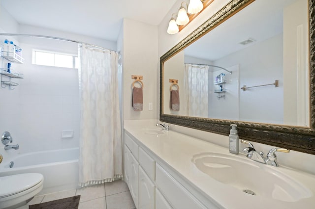 1507 Glade Point Dr, Coppell, TX 75019 - bathroom featuring tile patterned flooring, shower / bath combo, and double vanity