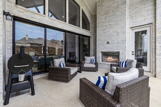 1733 Cousins Trl, Frisco, TX 75034 - view of patio featuring an outdoor living space with a fireplace
