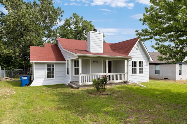 5937 Boone St, Sachse, TX 75048 - rear view of property with a porch, a chimney, and roof with shingles