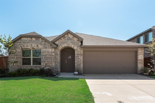 3615 Big Nemaha Dr, Crandall, TX 75114 - view of front facade featuring a front lawn, driveway, a garage, and roof with shingles