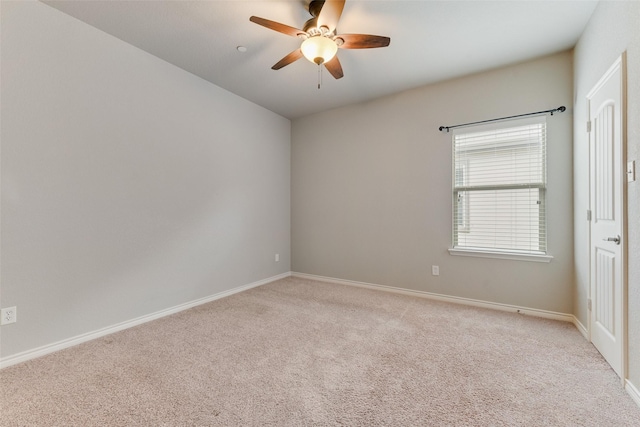 8820 Papa Trl, Mckinney, TX 75070 - spare room featuring light carpet, ceiling fan, and baseboards