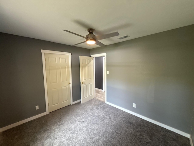 137 W 6th St, Krum, TX 76249 - unfurnished bedroom with baseboards, carpet flooring, and a ceiling fan