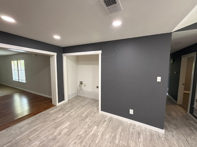 137 W 6th St, Krum, TX 76249 - basement with light wood finished floors, baseboards, and recessed lighting