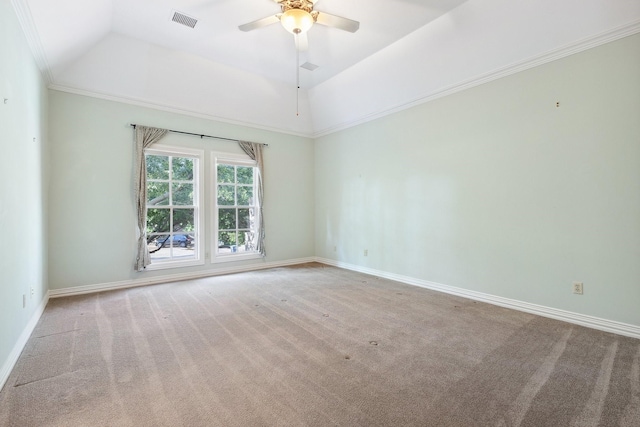 9922 Lakeway Ct, Dallas, TX 75230 - carpeted empty room with lofted ceiling, a ceiling fan, and baseboards