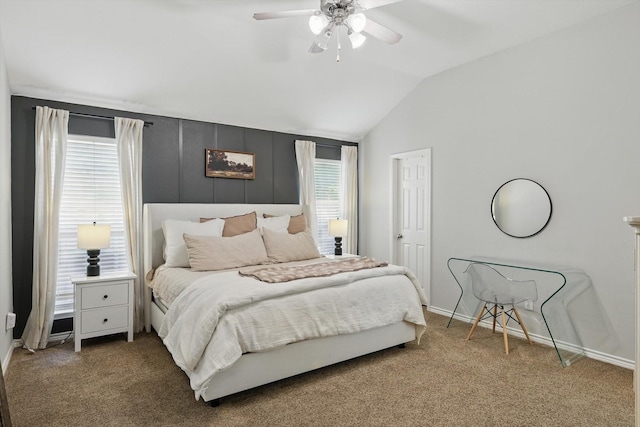 15429 Calico Ct, Frisco, TX 75035 - bedroom featuring lofted ceiling, baseboards, carpet flooring, and ceiling fan