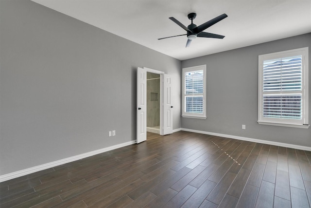3013 Flowering Springs Dr, Forney, TX 75126 - spare room with baseboards, dark wood finished floors, and ceiling fan