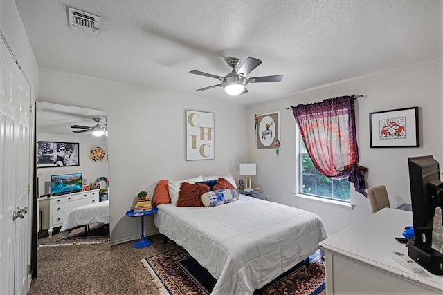 5730 Rendon Estates Rd, Mansfield, TX 76063 - bedroom with a textured ceiling and a ceiling fan