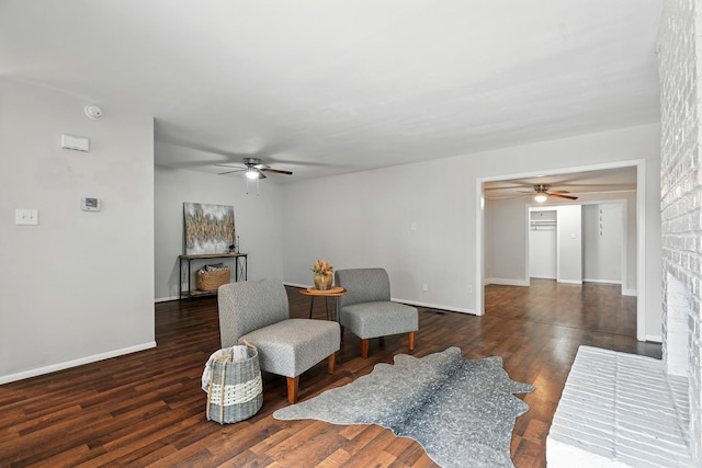 2729 Caton Pl, Abilene, TX 79605 - living room with ceiling fan, wood finished floors, and baseboards