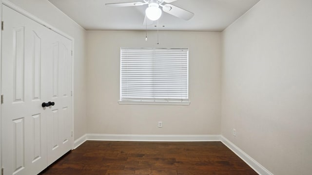 713 N Jordan Rd, Mckinney, TX 75071 - unfurnished bedroom with wood finished floors, baseboards, a closet, and ceiling fan