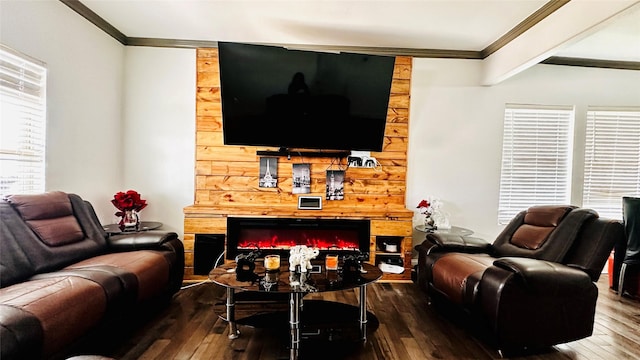 3030 Warren Ave, Dallas, TX 75215 - living room featuring ornamental molding, a fireplace, and hardwood / wood-style floors