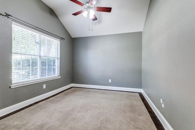 1128 Diablo Pass, Fort Worth, TX 76052 - spare room featuring lofted ceiling, carpet floors, ceiling fan, and baseboards