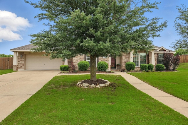 209 Lariat Dr, Fate, TX 75087 - view of property hidden behind natural elements featuring brick siding, concrete driveway, and an attached garage