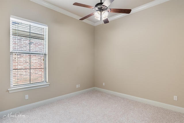 302 Cranbrook Ct, Bossier City, LA 71111 - carpeted spare room with ornamental molding, ceiling fan, and baseboards