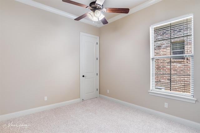 302 Cranbrook Ct, Bossier City, LA 71111 - carpeted empty room featuring ornamental molding, a ceiling fan, and baseboards