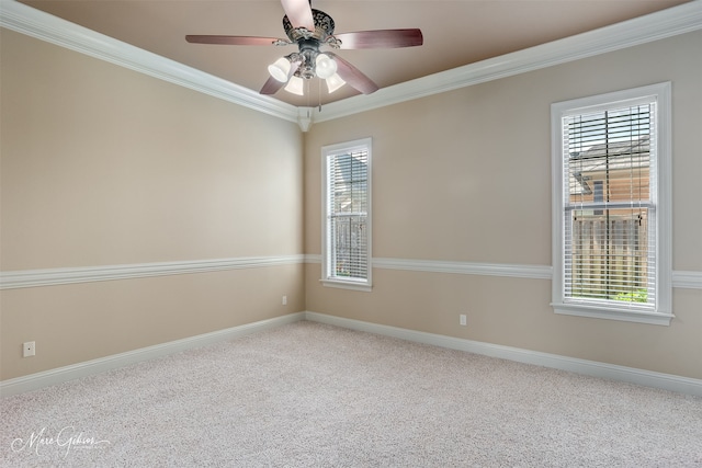 302 Cranbrook Ct, Bossier City, LA 71111 - unfurnished room featuring carpet floors, crown molding, a ceiling fan, and baseboards