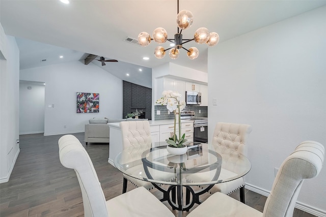 1112 Seabrook Dr, Plano, TX 75023 - dining space featuring baseboards, wood finished floors, a chandelier, recessed lighting, and ceiling fan