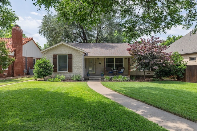 3817 Hilltop Rd, Fort Worth, TX 76109 - ranch-style home with covered porch, brick siding, and roof with shingles