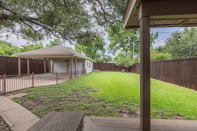 3817 Hilltop Rd, Fort Worth, TX 76109 - view of yard featuring a detached garage and an outbuilding
