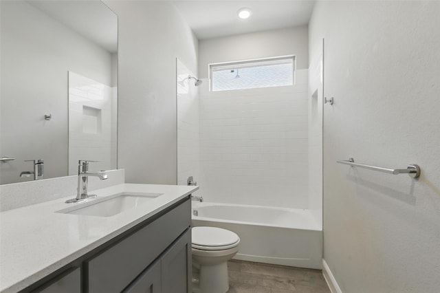 1708 Lapetus, Haslet, TX 76052 - full bath with vanity, toilet, shower / bath combination, and wood finished floors