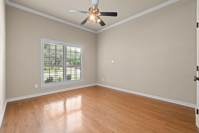 401 Shumard Oak Trl, Keller, TX 76248 - spare room with light wood-type flooring, ceiling fan, and ornamental molding