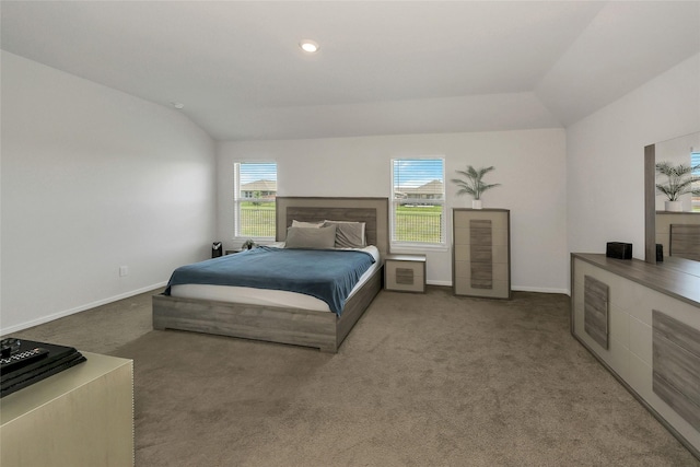16608 Portage St, Justin, TX 76247 - carpeted bedroom with lofted ceiling, baseboards, and recessed lighting
