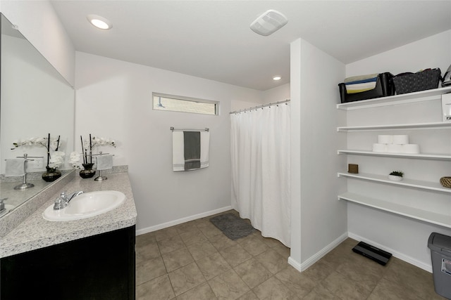 16608 Portage St, Justin, TX 76247 - full bathroom with vanity, a shower with shower curtain, and baseboards