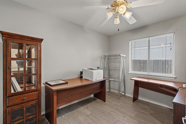 12804 Council Bluff Dr, Austin, TX 78727 - home office with a ceiling fan and light wood-style floors