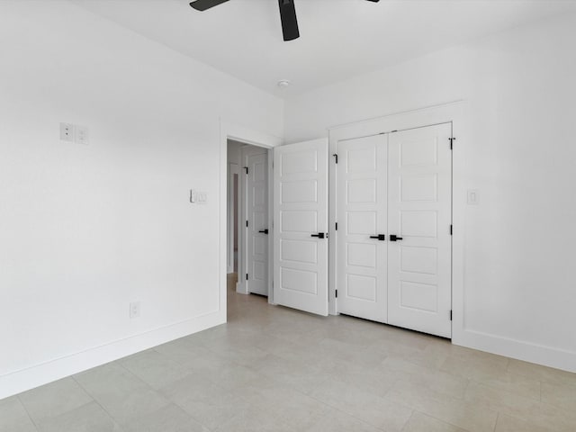 1705 J E, Woody, Springtown, TX 76082 - unfurnished bedroom featuring baseboards, a closet, and a ceiling fan