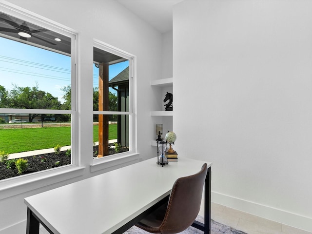 1705 J E, Woody, Springtown, TX 76082 - dining space featuring a desk, baseboards, and light tile patterned floors