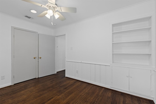3516 Rogers Ave, Fort Worth, TX 76109 - unfurnished bedroom with wood finished floors, ornamental molding, and ceiling fan