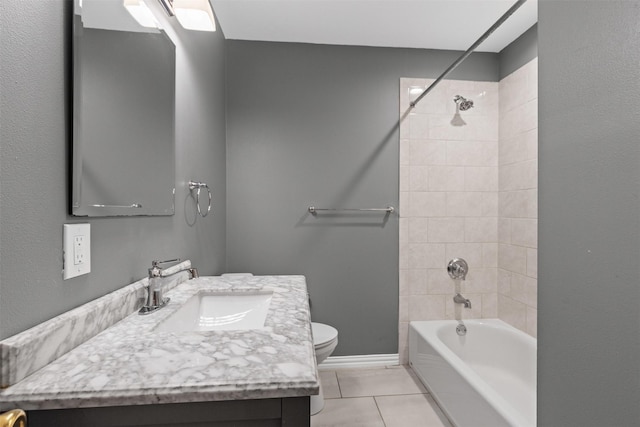3516 Rogers Ave, Fort Worth, TX 76109 - full bathroom featuring tile patterned floors, toilet, vanity,  shower combination, and baseboards