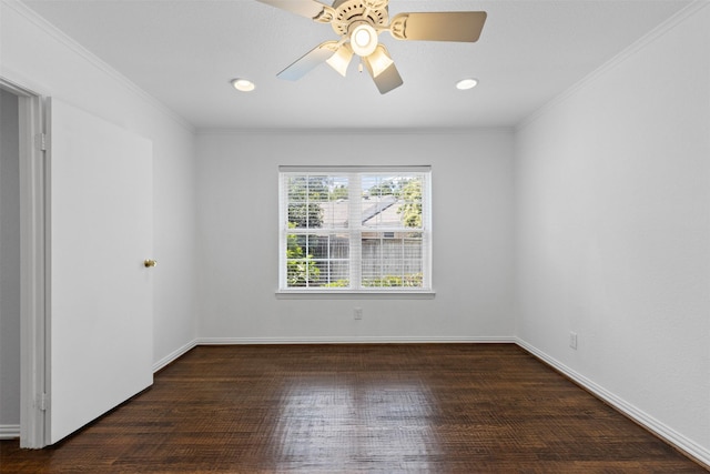 3516 Rogers Ave, Fort Worth, TX 76109 - spare room featuring wood finished floors, crown molding, recessed lighting, baseboards, and a ceiling fan