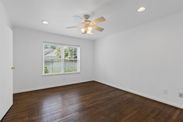 3516 Rogers Ave, Fort Worth, TX 76109 - spare room featuring wood finished floors, ceiling fan, crown molding, recessed lighting, and baseboards